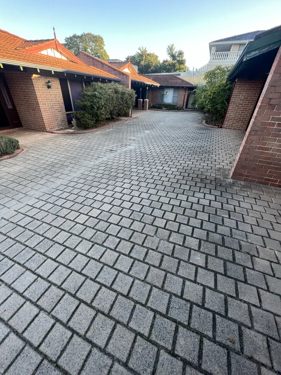 Perth driveway before cleaning, grimed and stained