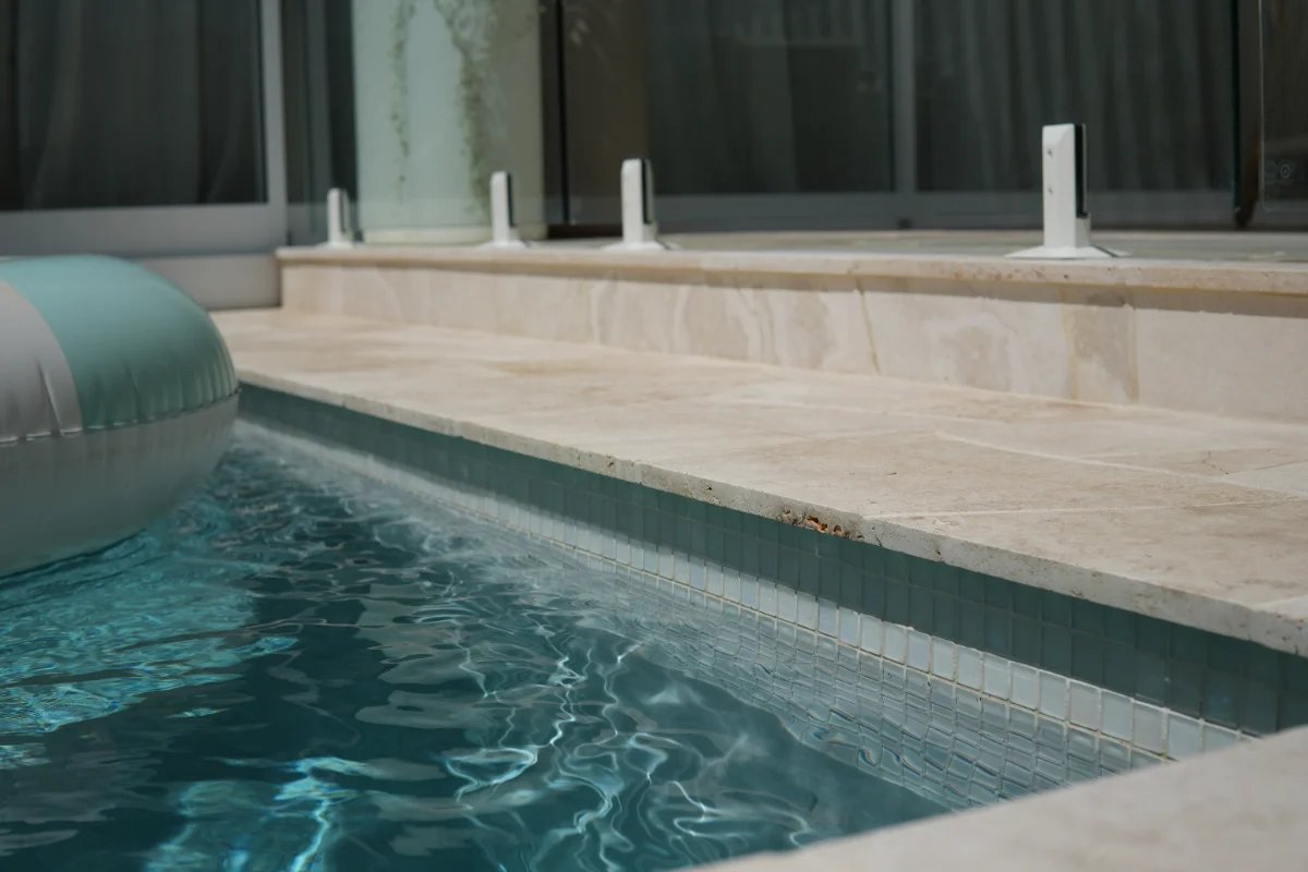 Sealed travertine pool surround, Perth